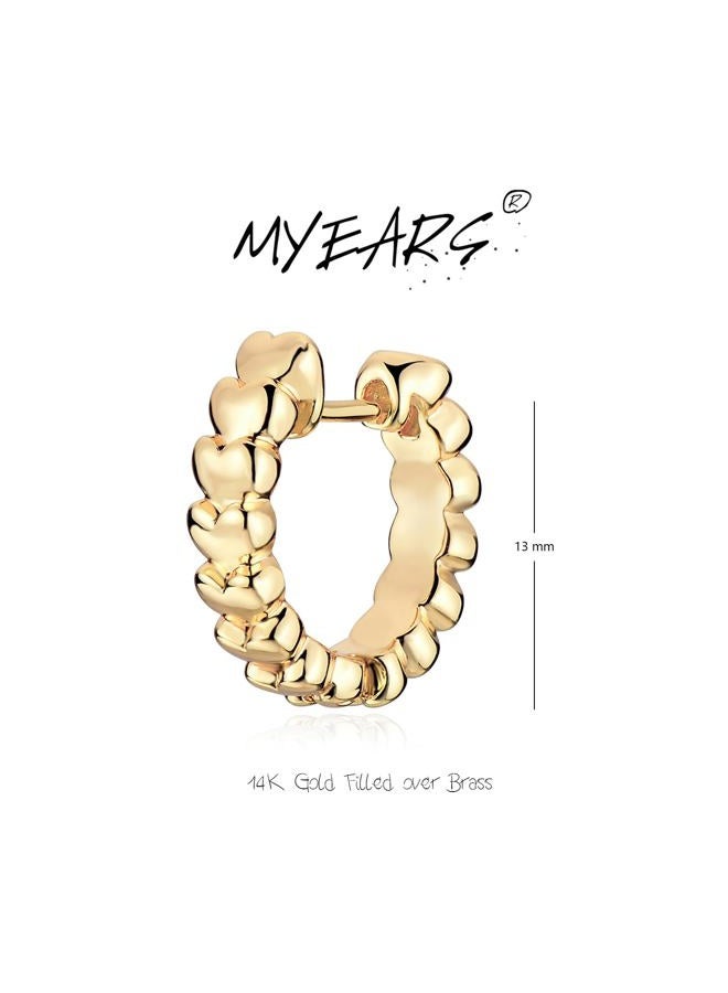 MYEARS Women Earrings Gold Huggie Hoop Ear Stud Cuff 14K Small Simple Hypoallergenic Everyday Jewelry, One Size, Brass Metal Yellow Gold, No Gemstone - Image 4