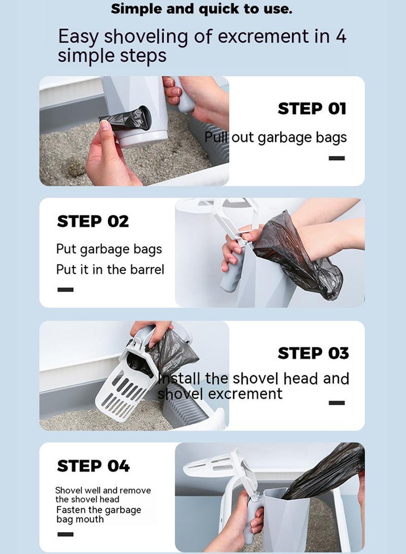 Kidle Cat Litter Scoop with Bag Holder Large Capacity Cat Scooper Portable Shovel Portable Litter Shovel - Image 4