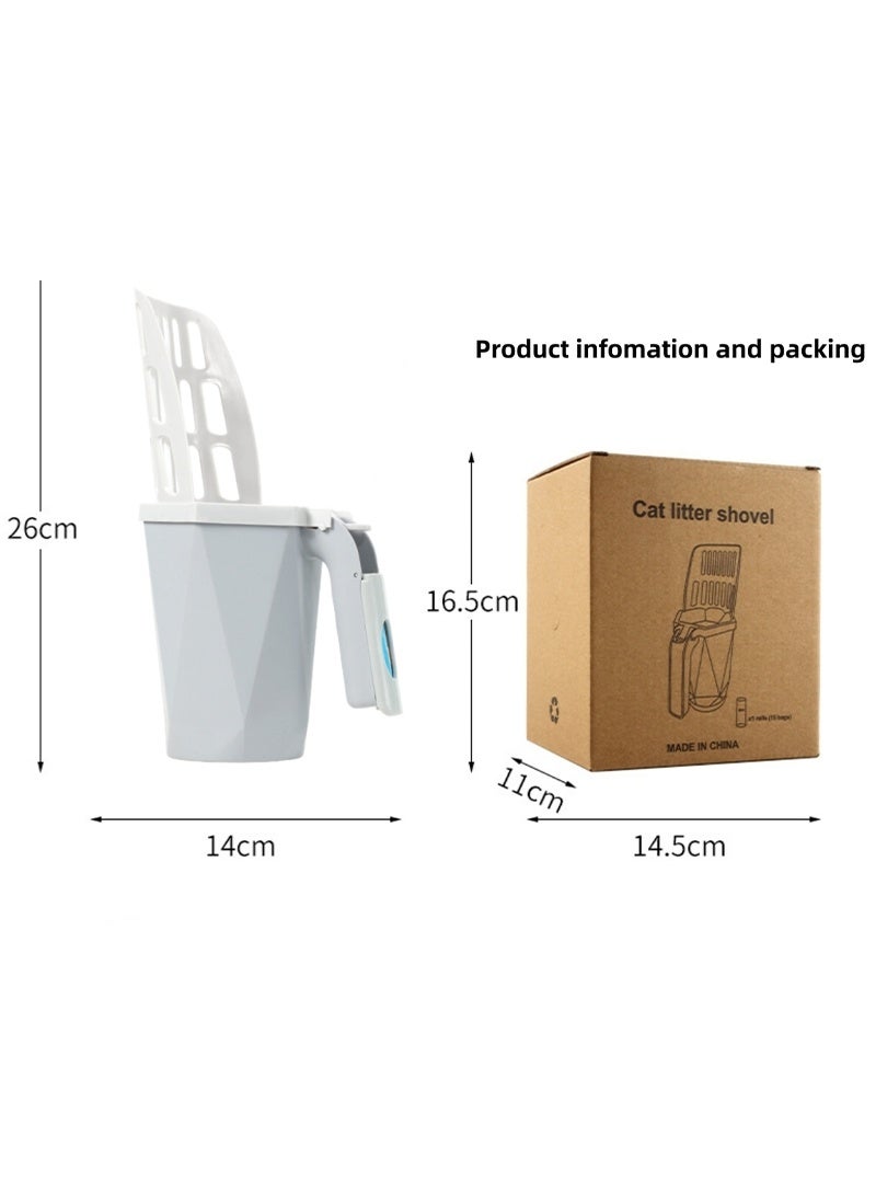 Kidle Cat Litter Scoop with Bag Holder Large Capacity Cat Scooper Portable Shovel Portable Litter Shovel - Image 3