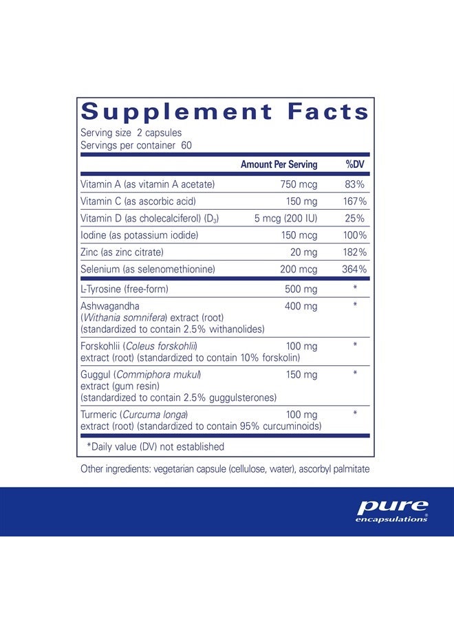 Pure Encapsulations Thyroid Support Complex - Supports Thyroid Health* - Antioxidant Infusion - with Ashwagandha & Iodine - Non-GMO & Vegetarian - 120 Capsules - Image 2