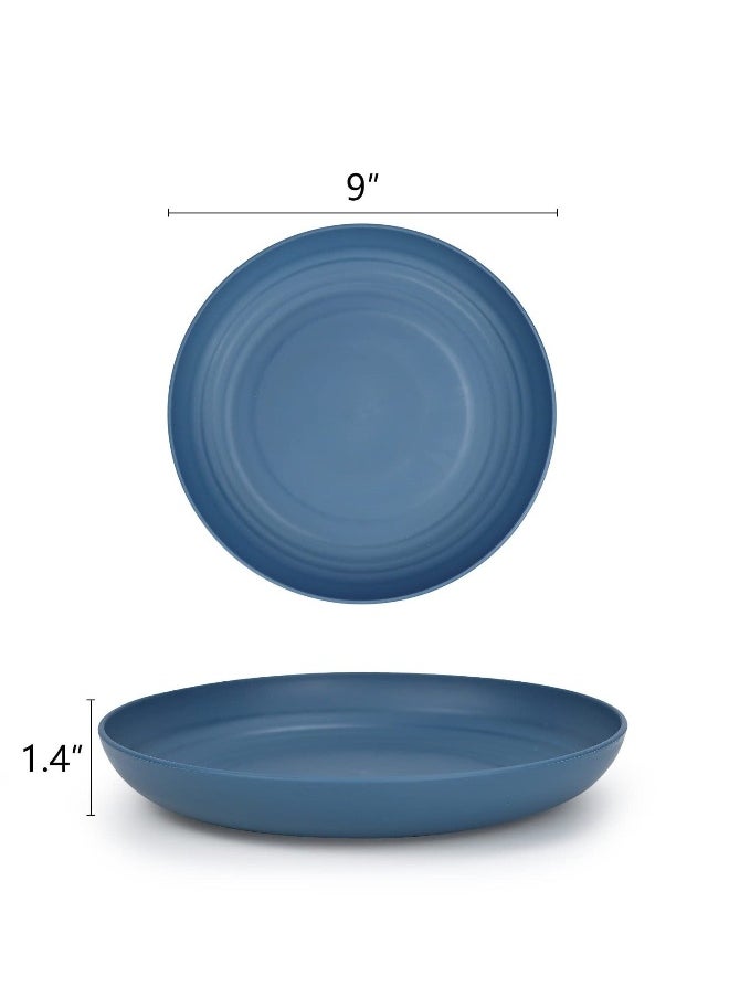 Generic - Reusable Dinner Plates Set of 8 Alternative for Plastic Plates Microwave and Dishwasher Safe Wheat Straw Plates for Kitchen Unbreakable Kids Plates with 4 Colors - Image 1