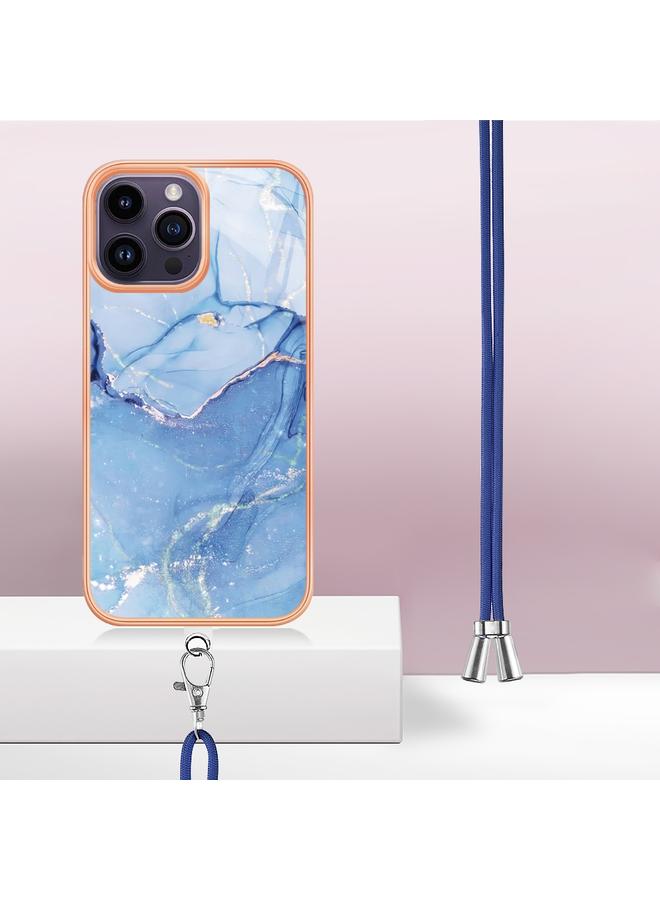 اس-توب جراب لهاتف iPhone 16 Pro Max مطلي بالرخام الكهربائي مع حبل تثبيت مزدوج الجوانب - Image 3