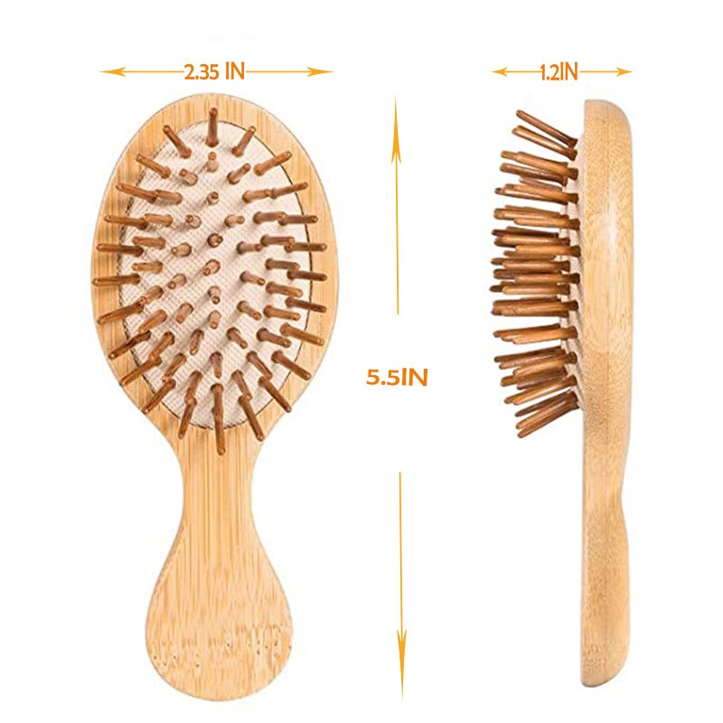 Sofmild Mini Travel Bamboo Hair Brush for Women/Men/Kids - Anti-Static Small Travel Size Detangler Brush for Purse, Pocket, backpack - Image 2