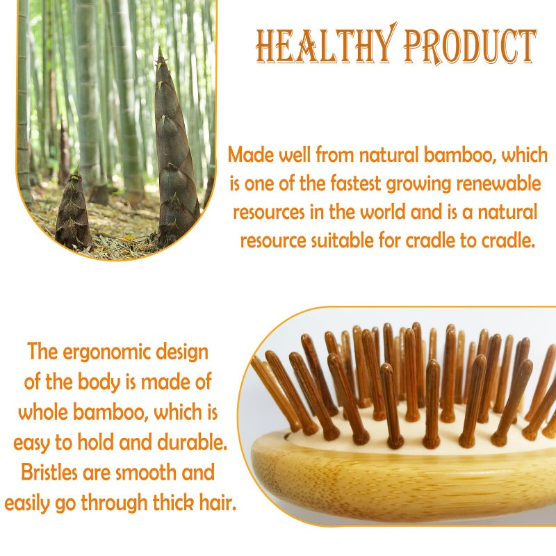 Sofmild Mini Travel Bamboo Hair Brush for Women/Men/Kids - Anti-Static Small Travel Size Detangler Brush for Purse, Pocket, backpack - Image 5