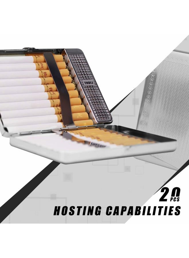 MENG ZHI AO 20 Pcs Metal Cigarette Case Lighter with Arc Lighter, Windproof, Flameless, USB Rechargeable (Silver) - Image 2