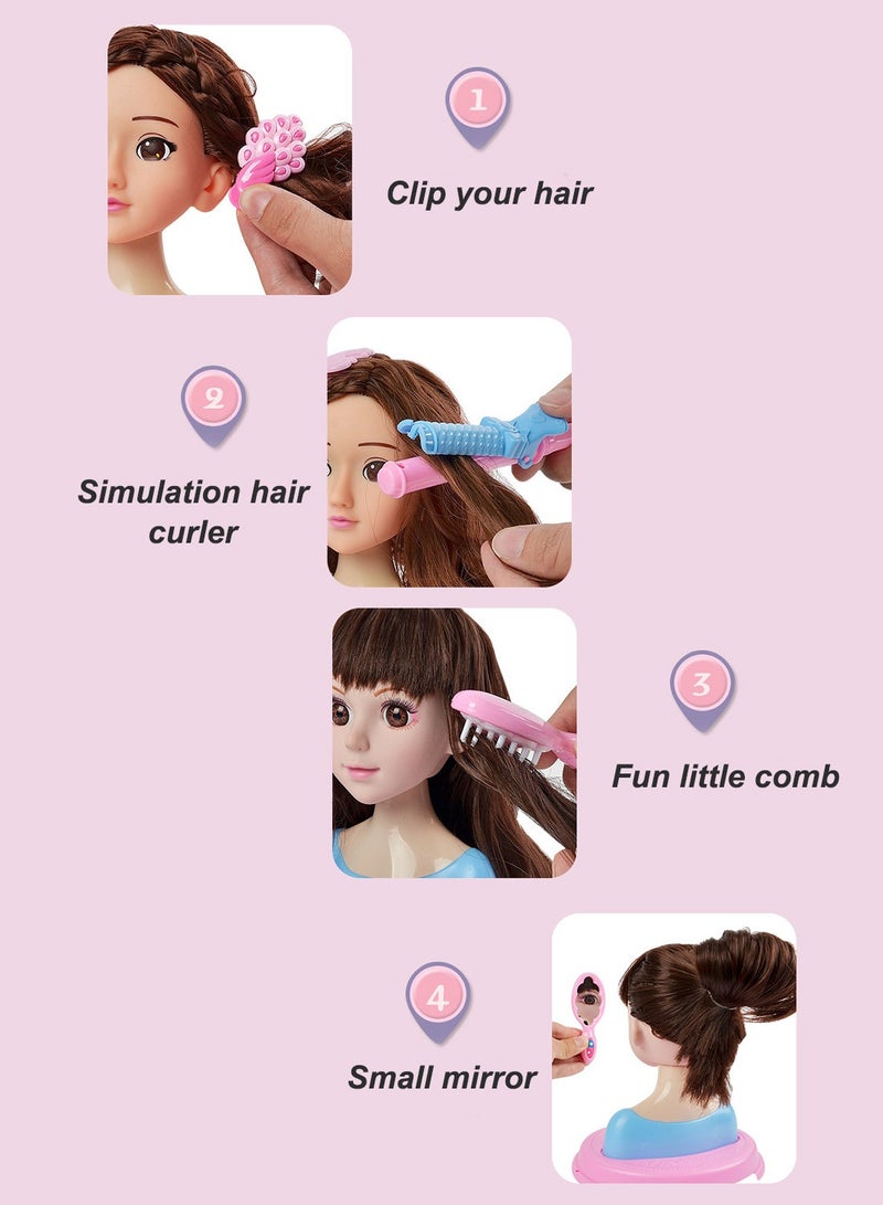 MaBaby Doll Pretend Playset for Girls - Hairdressing Styling Head Doll Makeup Toy Educational Toy Gift - Image 3