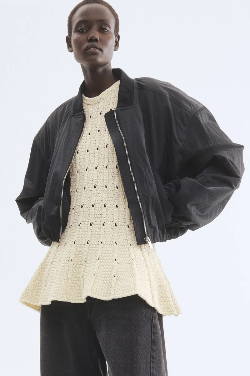 H&M Pointelle-knit peplum top