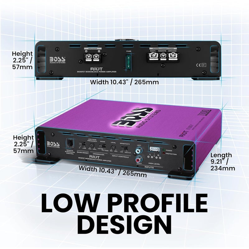 BOSS AUDIO SYSTEMS مضخم الصوت BOSS Audio Systems R1100M-P من سلسلة Riot - 1100 واط عالي الإنتاج - Image 3