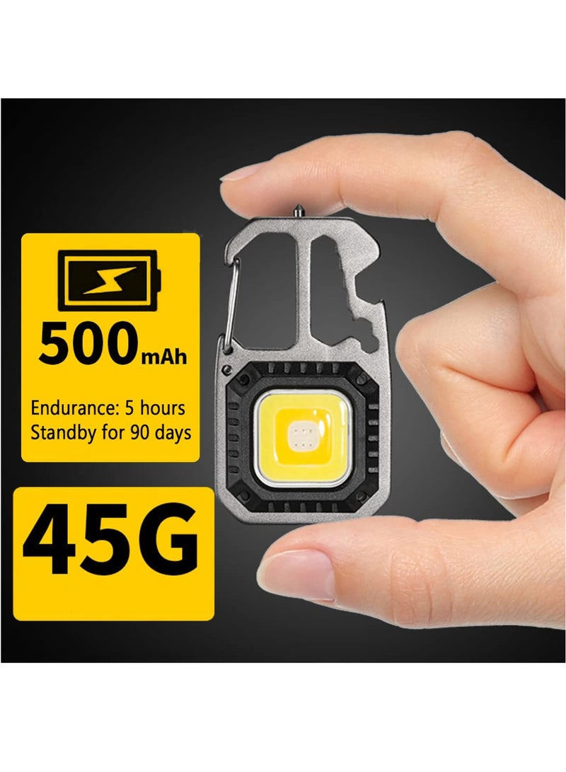 SYOSI Keychain flashlights, Rechargeable Keychain Flashlight,1000 Lumens 6 Light Modes Portable Pocket Light with Folding Bracket and Tool Kit for Fishing Walking Camping (Square) - Image 2