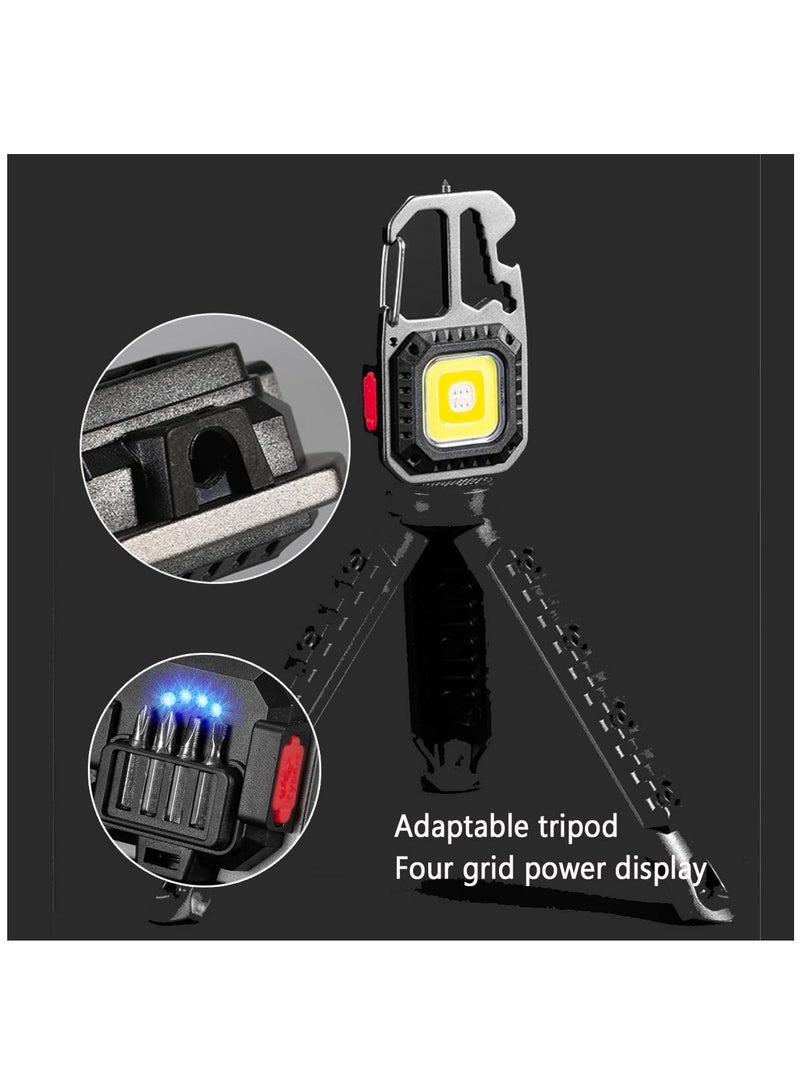 SYOSI Keychain flashlights, Rechargeable Keychain Flashlight,1000 Lumens 6 Light Modes Portable Pocket Light with Folding Bracket and Tool Kit for Fishing Walking Camping (Square) - Image 5