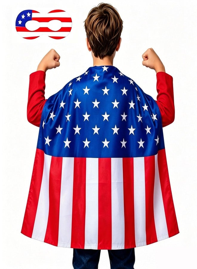 AODAI American Flag Costume Cape, USA Patriotic Flag Cloak for 4th of July, Kids, Unisex, Cape, Patriotic, Independence Day - Image 1