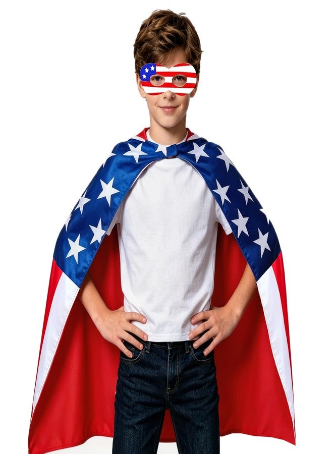 AODAI American Flag Costume Cape, USA Patriotic Flag Cloak for 4th of July, Kids, Unisex, Cape, Patriotic, Independence Day - Image 2