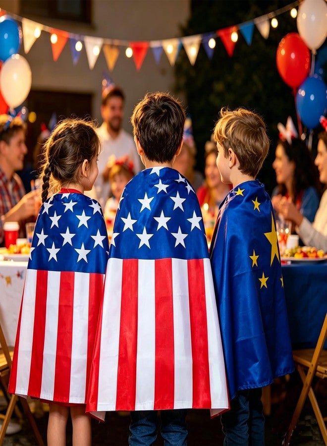 AODAI American Flag Costume Cape, USA Patriotic Flag Cloak for 4th of July, Kids, Unisex, Cape, Patriotic, Independence Day - Image 5