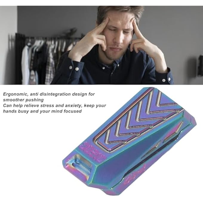 Sorandy Magnetic Haptic Slider, Hand Roller Push Slider Ergonomic Stress Relief Push Slider Adult Stainless Steel Sensory Calming Items for ADHD, Decompression Stress Reduction (Colorful) - Image 3