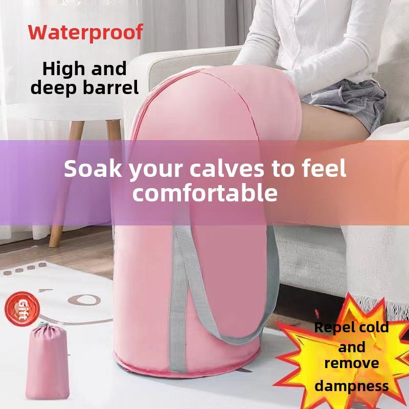 Foldable Foot Bath Bag, Heightened Calf Foot Bath Bucket, Household Foot Bath, Portable Foot Bath Artifact, Over-the-knee Deep Bucket(Over-the-knee model-pink) - Image 1