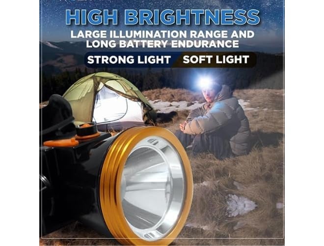 Flysmart مصباح رأس LED ثقيل الوزن يعمل ببطارية 50 واط - كشاف بعيد المدى وعالي الكثافة للاستخدام الخارجي والمهني - Image 5