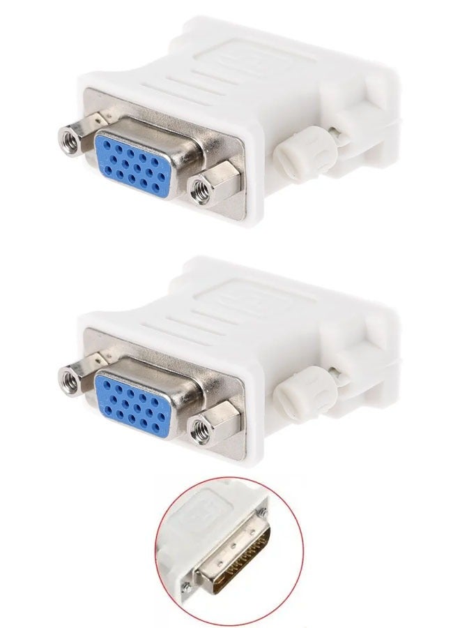 Taimi 2-Piece DVI 24 Pin Male To VGA 15 Pin Female Converter Adapter White  - Image 1