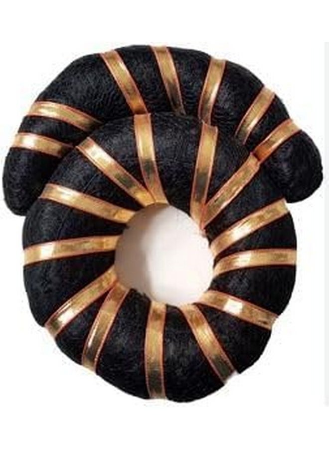 PMW Pmw - Hair Bun Plain, Pearls And Half Moon Shape - Combo Pack - Bharatanatyam Black Plastic Hair Bun - Classical Dance Accessories  - Image 2