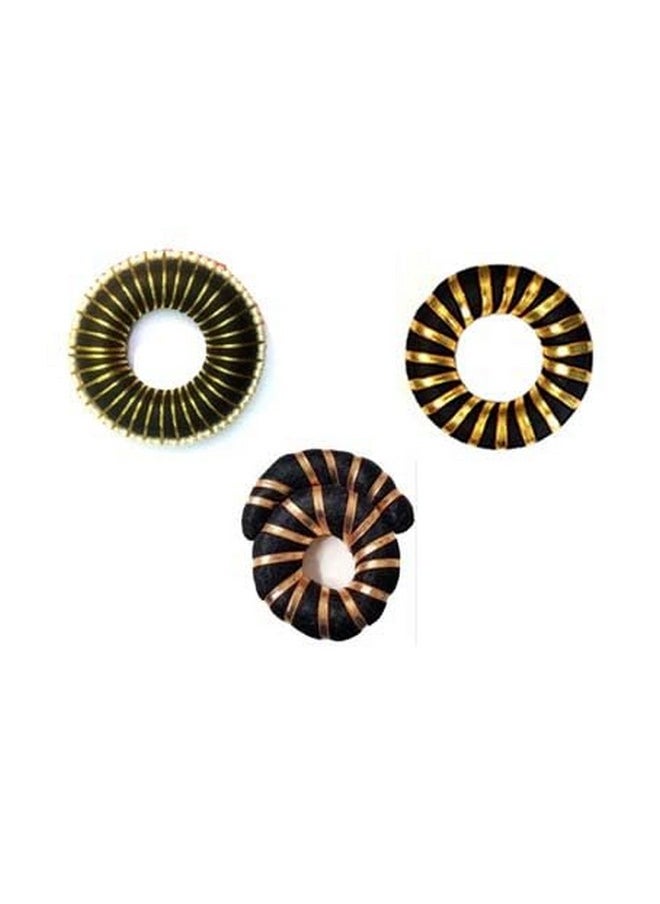 PMW Pmw - Hair Bun Plain, Pearls And Half Moon Shape - Combo Pack - Bharatanatyam Black Plastic Hair Bun - Classical Dance Accessories  - Image 1
