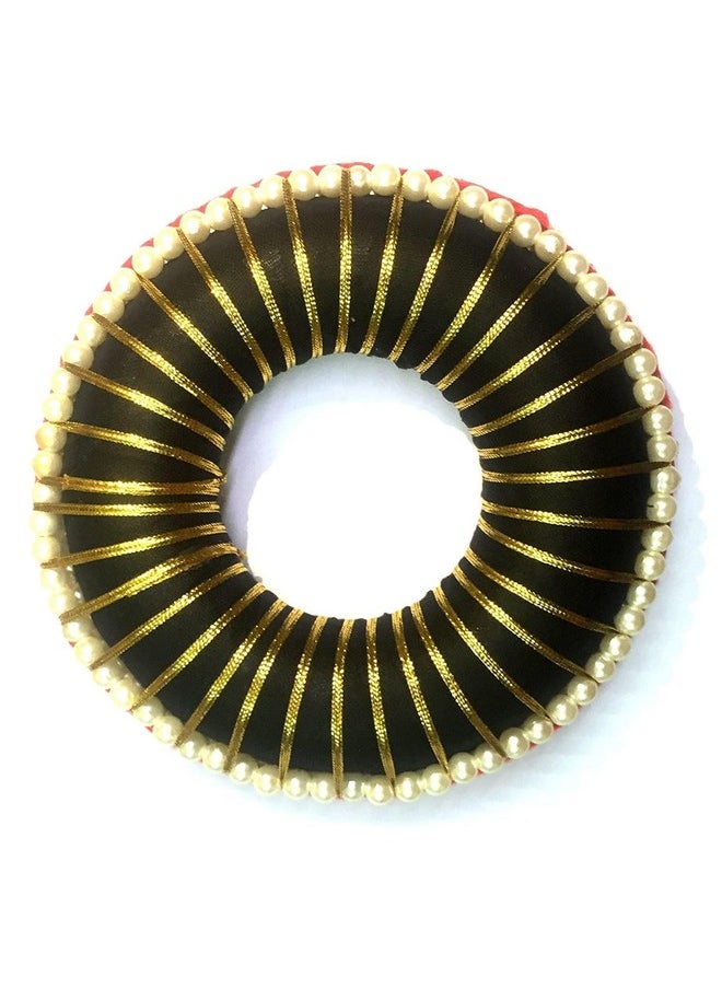 PMW Pmw - Hair Bun Plain, Pearls And Half Moon Shape - Combo Pack - Bharatanatyam Black Plastic Hair Bun - Classical Dance Accessories  - Image 4