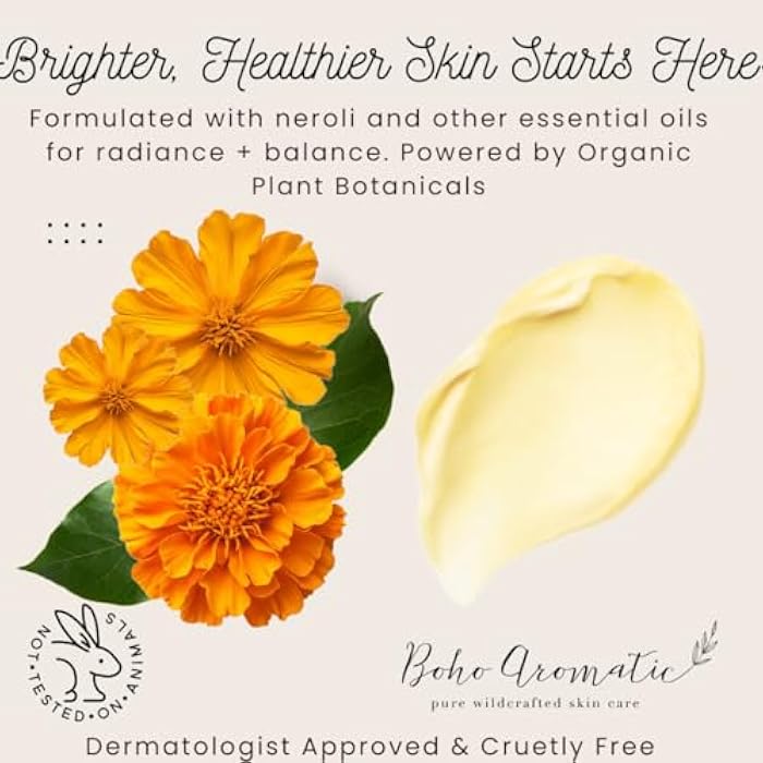 Boho Aromatic Calendula Nourishing Face Cream for Dry Skin, Natural & Organic Facial Cream, Hydrating and Moisturizing skin care product, Vegan Face Cream, calendula face cream, Facial Moisturizer - Image 3