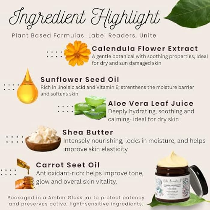 Boho Aromatic Calendula Nourishing Face Cream for Dry Skin, Natural & Organic Facial Cream, Hydrating and Moisturizing skin care product, Vegan Face Cream, calendula face cream, Facial Moisturizer - Image 5