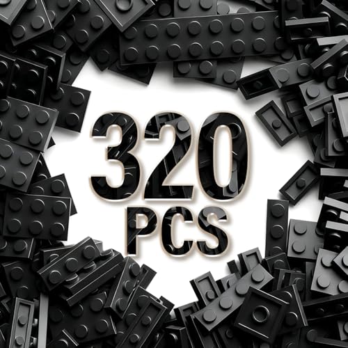 RWDTER 320 Piece Building Plate Bulk 8 Sizes of Mixed Classic Plate Parts Compatible with Lego and Other Brands Suitable for Boys and Girls Aged 6 Black - Image 1