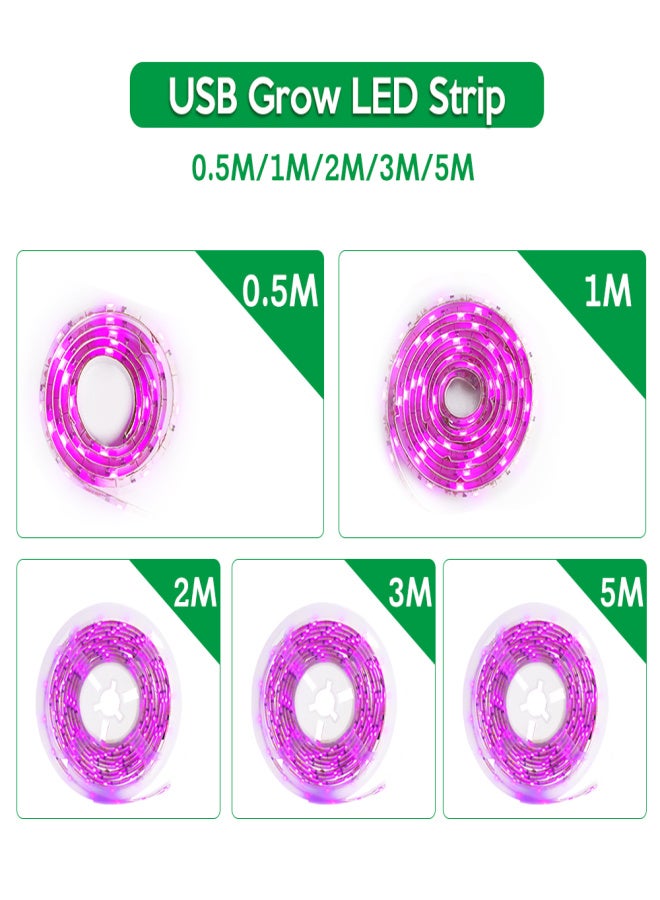 LED Grow Light Full Spectrum USB Grow Light Strip 2M 2835 SMD DC5V LED Phyto Tape for Seed Plants Flowers Greenhouses Indoor Vegetable Flower Seedling Fitolampy - Image 3