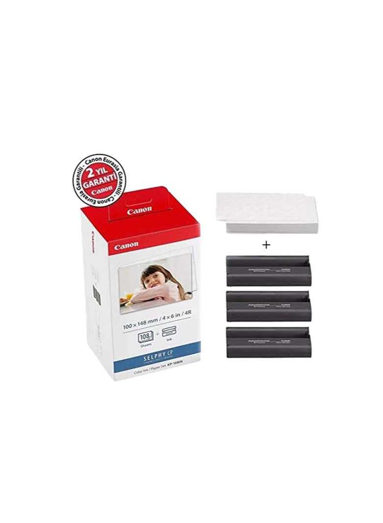 Canon Canon KP-108IN Color Ink Paper Set for Canon Selphy CP910/CP810 Photo Printer, 108 Sheets, White - Image 2
