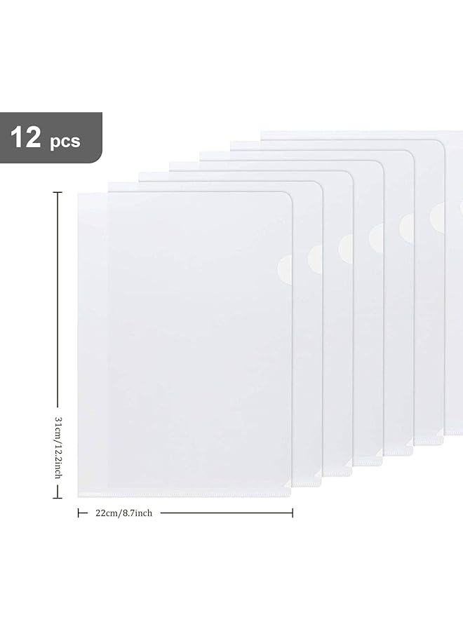 MARKQ Clear File A4 Plastic Transparent Folders L Type For Documents Paper Storage School Office Supplies Pack Of 12 - Image 2