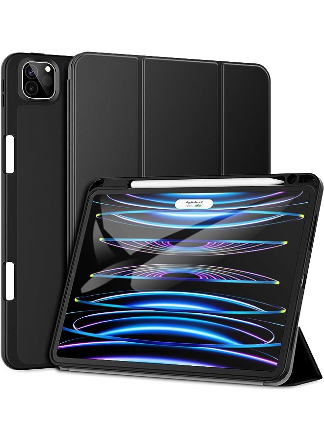 Jetech حافظة لجهاز iPad Pro مقاس 11 بوصة (طراز 2022/2021/2020) مع حامل قلم، تدعم شحن القلم الثاني، غلاف لوحي نحيف مع ظهر TPU ناعم، استيقاظ/نوم تلقائي (أسود) - Image 1
