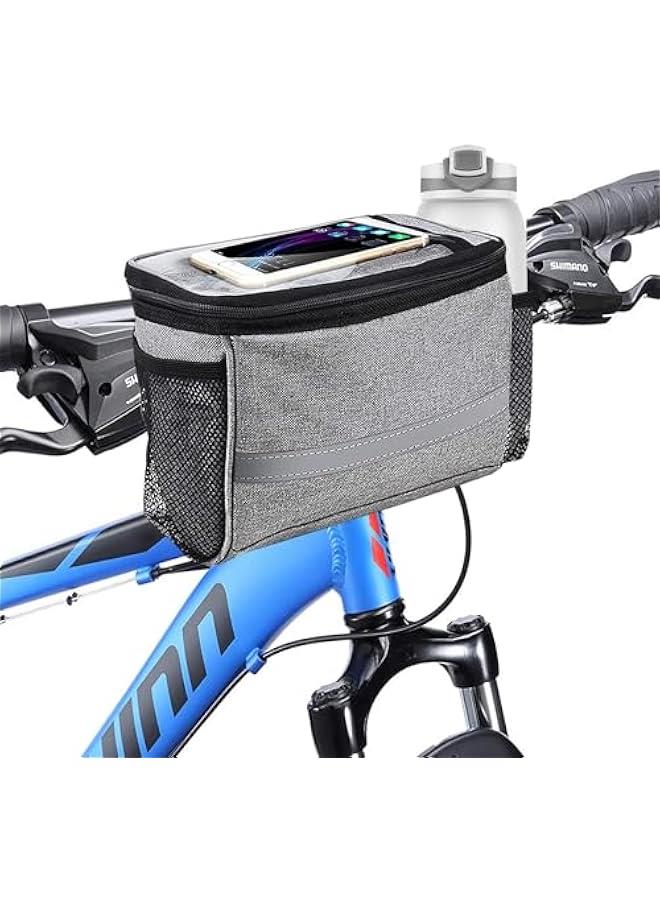 MIXDE Bike Basket, Insulated Thermal Bike Cooler, Water Resistant Bike Handlebar Bag with Bike Phone Mount, Bike Bag for Bike Accessories Kids Girls Boys Men Women Scooter Cruiser - Image 1