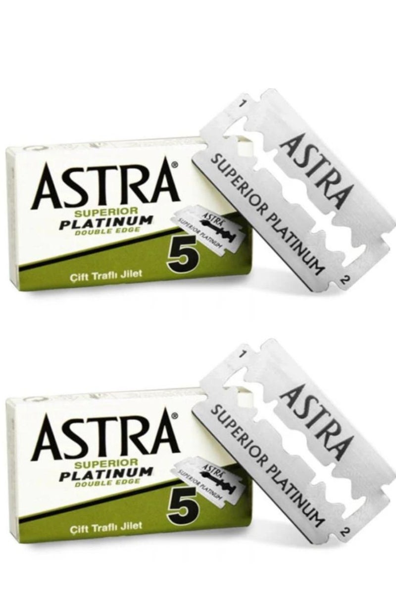 أسترا شفرة حلاقة بلاتينيوم ذات حافة مزدوجة، 5 قطع (عبوة من قطعتين)