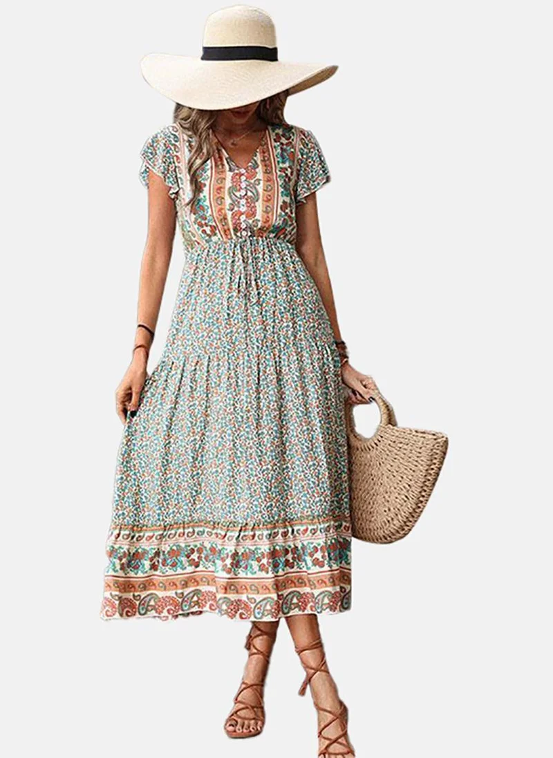 YUNIQEE Women Printed Empire Midi Dress