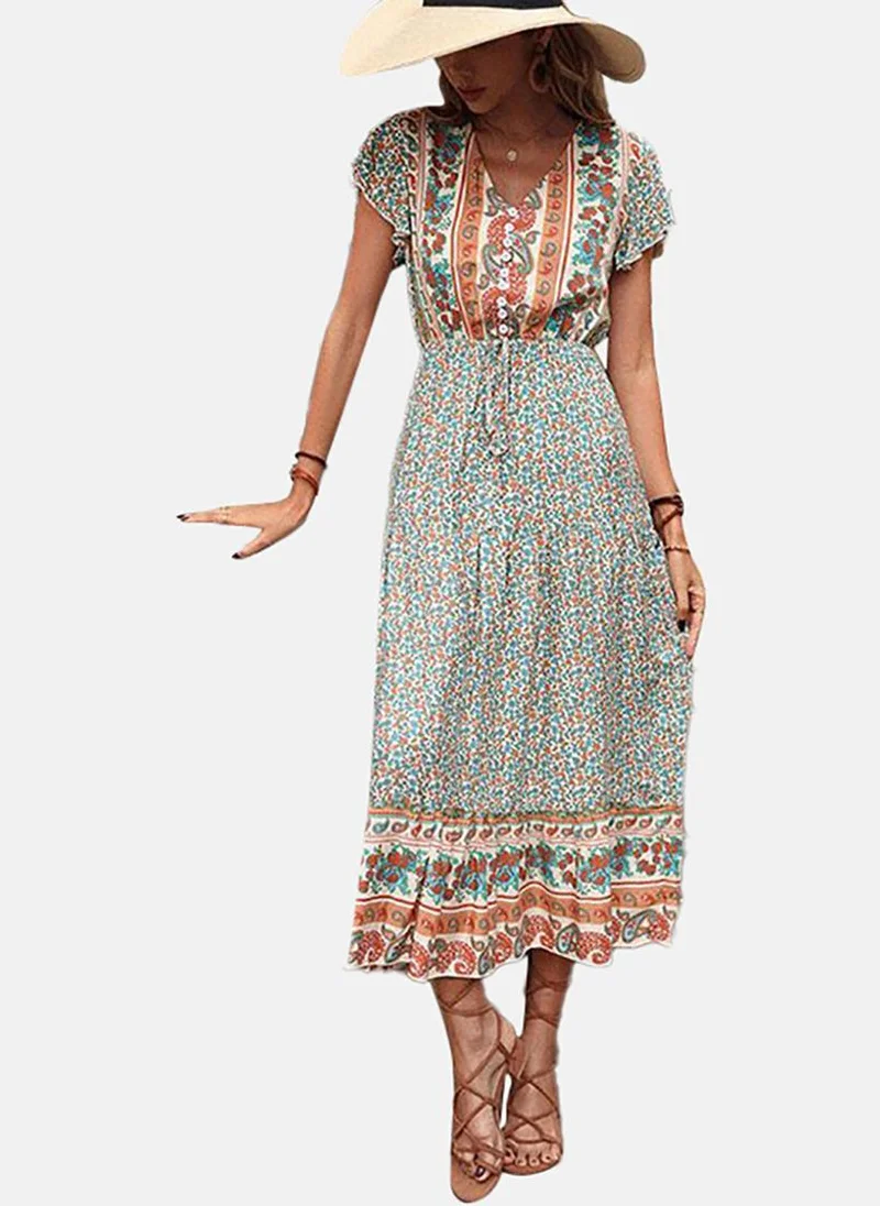YUNIQEE Women Printed Empire Midi Dress