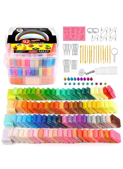 Polymer Clay Starter Kit, 92 Colors 0.9Oz/Block Oven Bake Modeling Clay, Non-Toxic Molding Diy Kids Clay With Sculpting Tools For Boys And Girls, Beginner