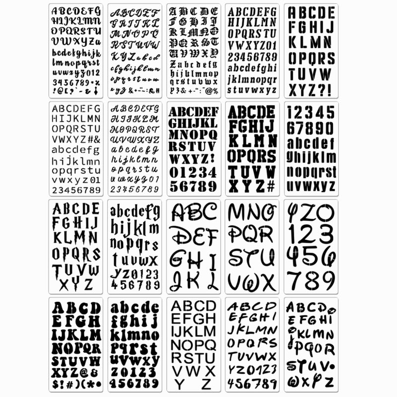 Boqon 20 Pieces Letter Stencils Reusable Letter Stencils for Painting on Wood, Plastic Alphabet Numbers Stencils, Letter Stencil Template for Notebook, Journal, Scrapbook Decorations (20 Letter) - Image 1