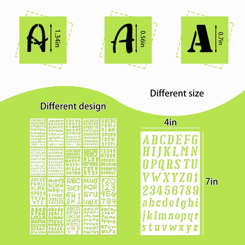 Boqon 20 Pieces Letter Stencils Reusable Letter Stencils for Painting on Wood, Plastic Alphabet Numbers Stencils, Letter Stencil Template for Notebook, Journal, Scrapbook Decorations (20 Letter) - Image 3