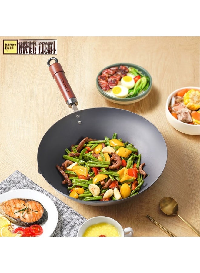 River Light Imported Wok, Uncoated Cast Iron Pan 30cm, Rust-resistant Cooking Pan, Suitable For Induction And Open Flame Stoves - Image 3