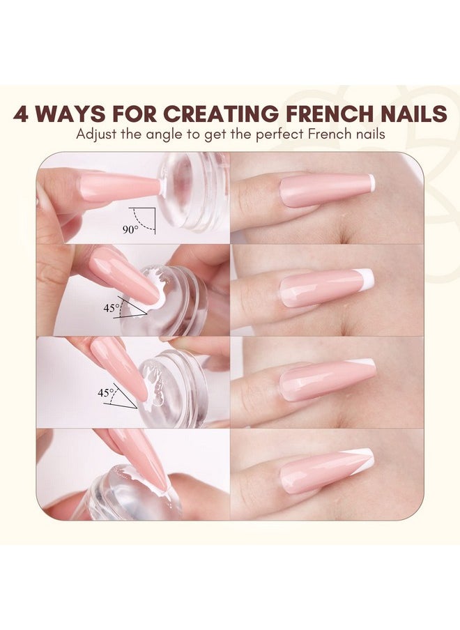 Saviland - Saviland French Tip Stamp: 14PCS French Tip Nail Tool with Replaceable Stamper Head, Clear Silicone Nail Stamper kit French Nail Stamper with Scrapers for French Manicure Tool Home DIY Nail Art Salon - Image 1