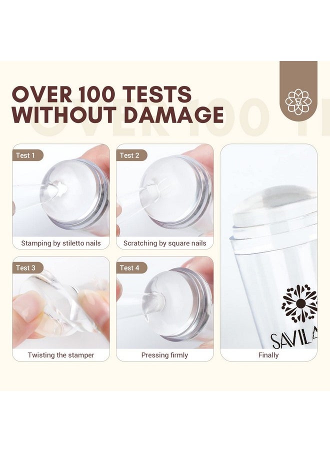 Saviland - Saviland French Tip Stamp: 14PCS French Tip Nail Tool with Replaceable Stamper Head, Clear Silicone Nail Stamper kit French Nail Stamper with Scrapers for French Manicure Tool Home DIY Nail Art Salon - Image 1