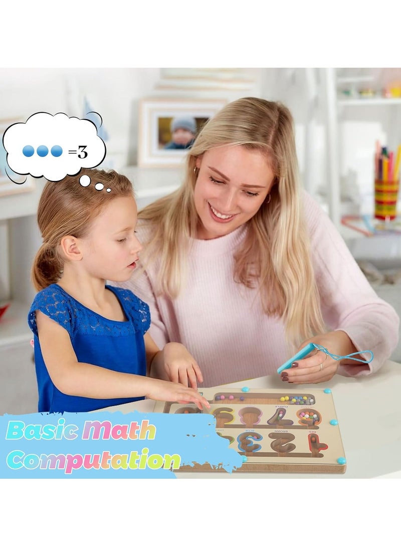 YelaJoy Magnetic Color and Number Maze, Best Gifts for Kids, Wooden Montessori Toys for Boys Girls 3 4 5 Year Old, Preschool Learning Counting Education, Magnet Puzzle Board - Image 4