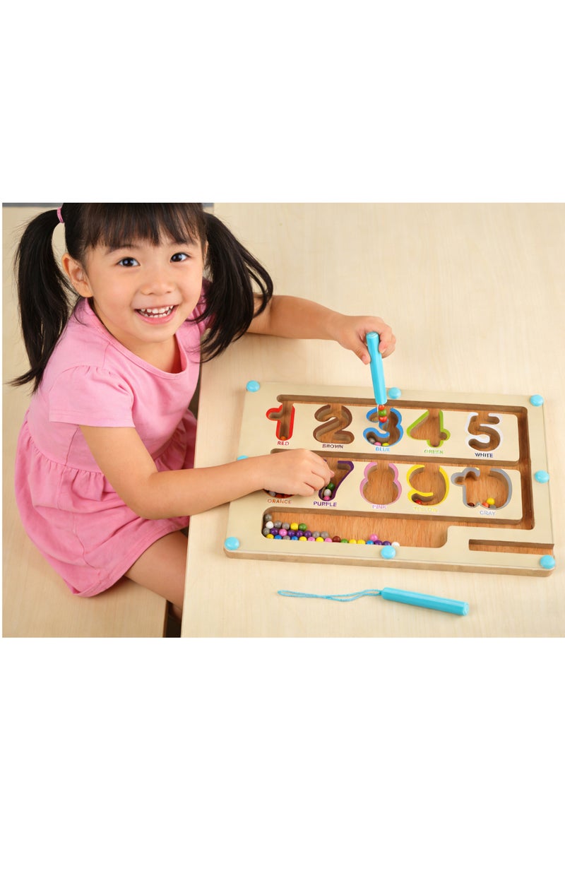 YelaJoy Magnetic Color and Number Maze, Best Gifts for Kids, Wooden Montessori Toys for Boys Girls 3 4 5 Year Old, Preschool Learning Counting Education, Magnet Puzzle Board - Image 1