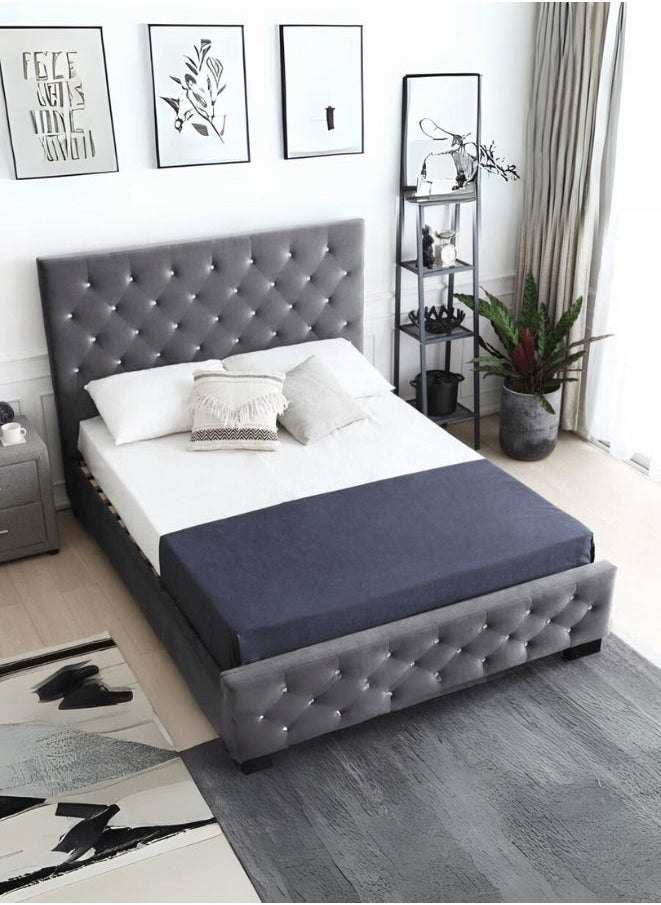 Bed and Mattress Zone Sophia Queen II Tufted Upholstered Bed 190X90 Single Size Grey Color  - Image 1