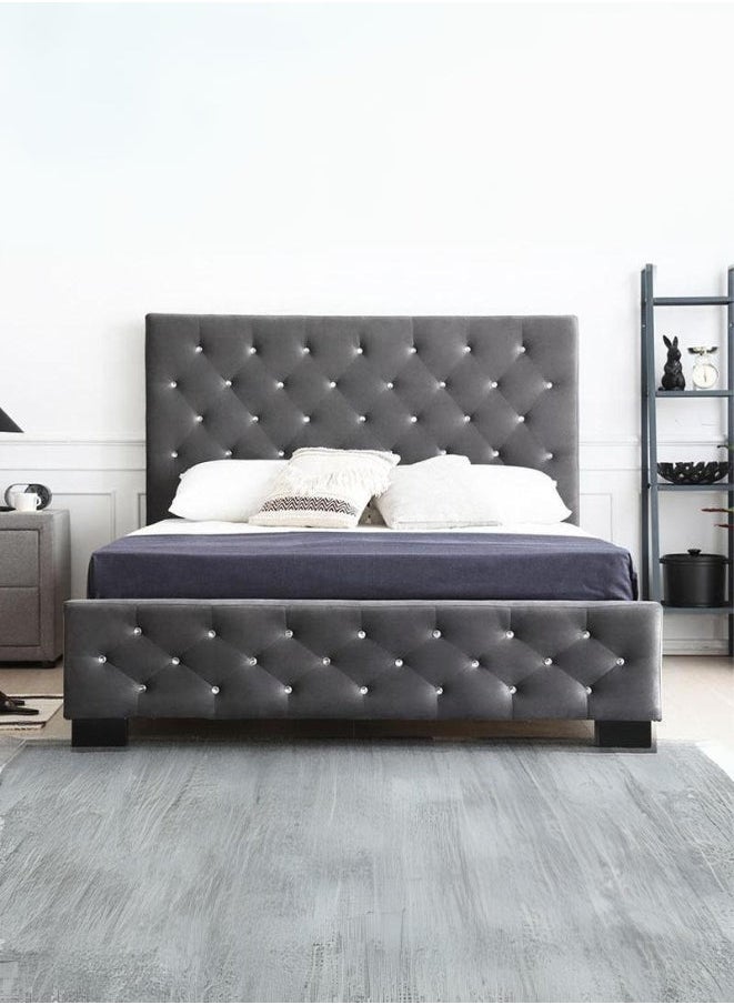 Bed and Mattress Zone Sophia Queen II Tufted Upholstered Bed 190X90 Single Size Grey Color  - Image 2