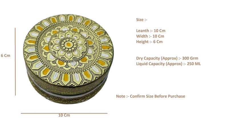 CRAFTS WORLD Handicraft Stainless Steel Dabba Container Meenakari Rajwadi Decorative Oxidized Storage BoxChapati Roti Box for Serving Dryfruit Chocolate And MukwasMarriage Gift Pack Of 12 - Image 4