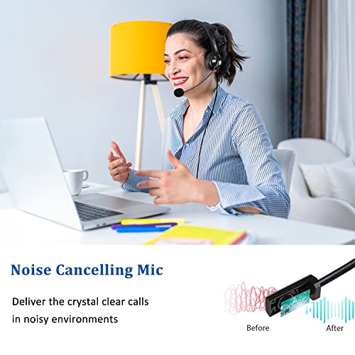 Callez سماعة USB مع ميكروفون لجهاز الكمبيوتر، سماعة كمبيوتر مع ميكروفون لإلغاء الضوضاء وكتم الصوت لجهاز ماك لابتوب، سماعات USB سلكية لمركز الاتصال، المكتب، الفصل الدراسي، سكايب وزوم - Image 5
