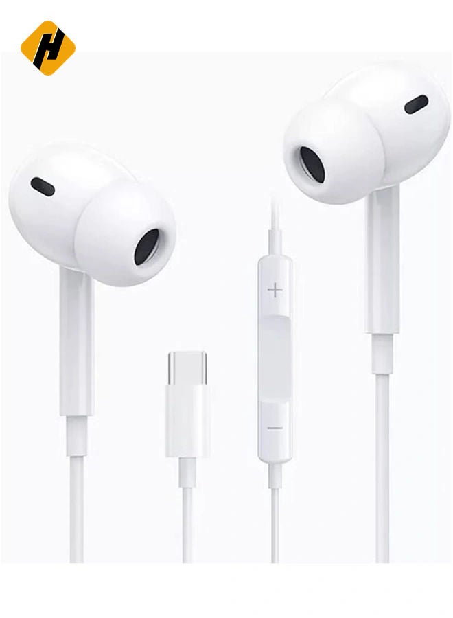 HuHa Type C Earphone Connector(Built-in Microphone & Volume Control) in-Ear Stereo Headphone/Headset Compatible with Samsung,OnePlus,Moto,Honor,iPad Air,MacBook Air & Pro  - Image 1