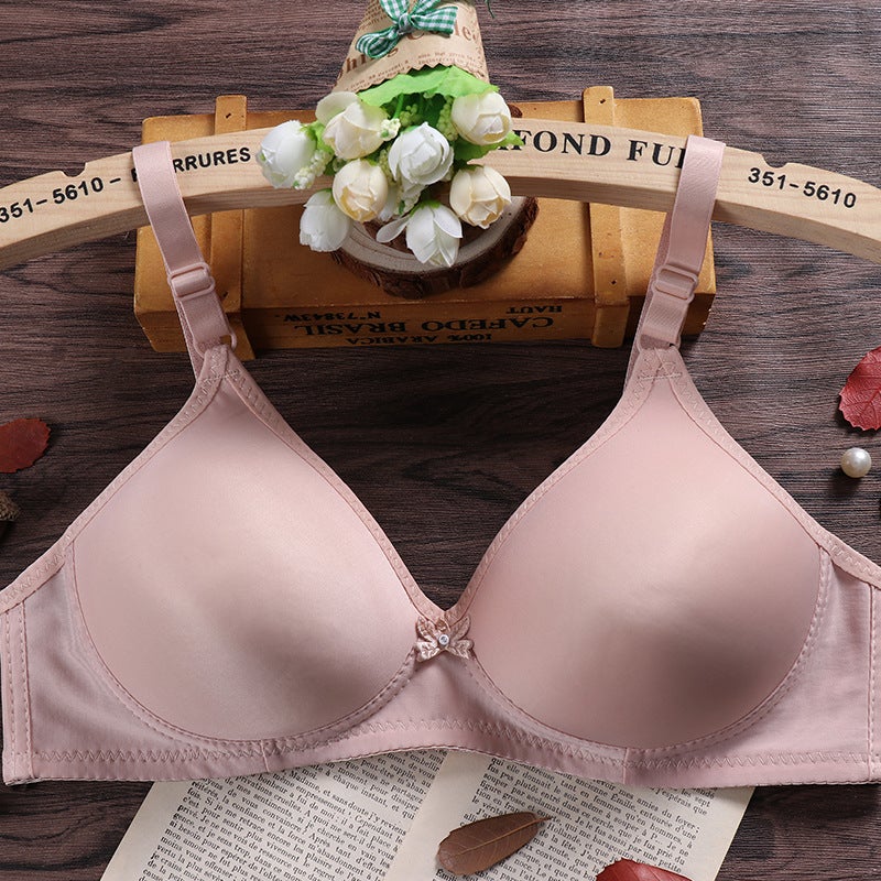 Factory direct smooth large size bra thin breathable and comfortable without steel ring adjustable gathered underwear traditional bra flesh color - Image 1