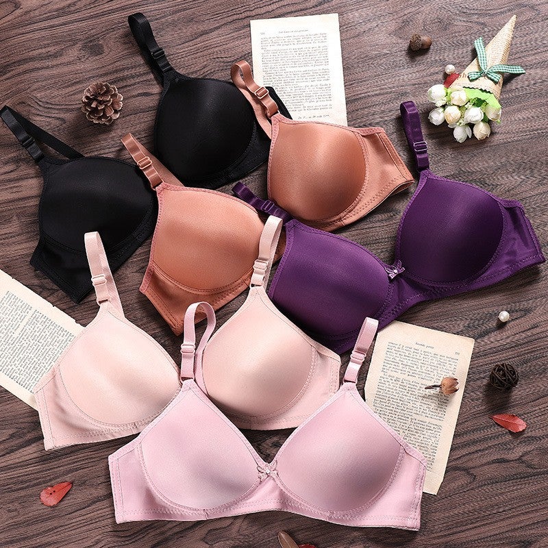 Factory direct smooth large size bra thin breathable and comfortable without steel ring adjustable gathered underwear traditional bra flesh color - Image 4